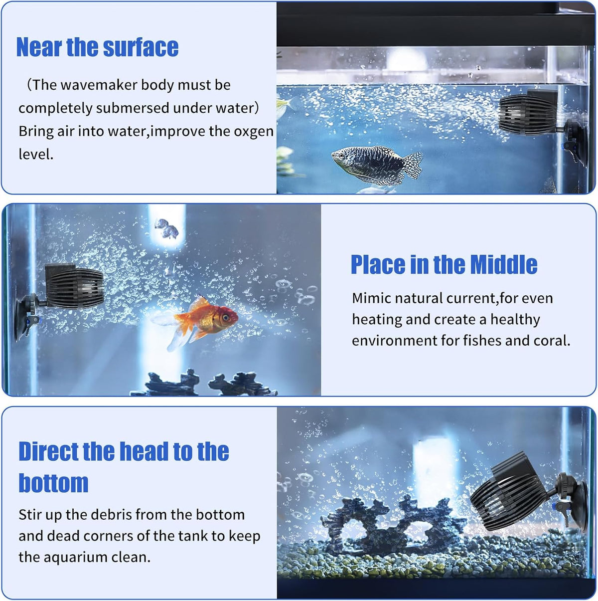 AQUANEAT Circulation Pump, 800GPH Aquarium Wave Maker - 2100 GPH - image 3