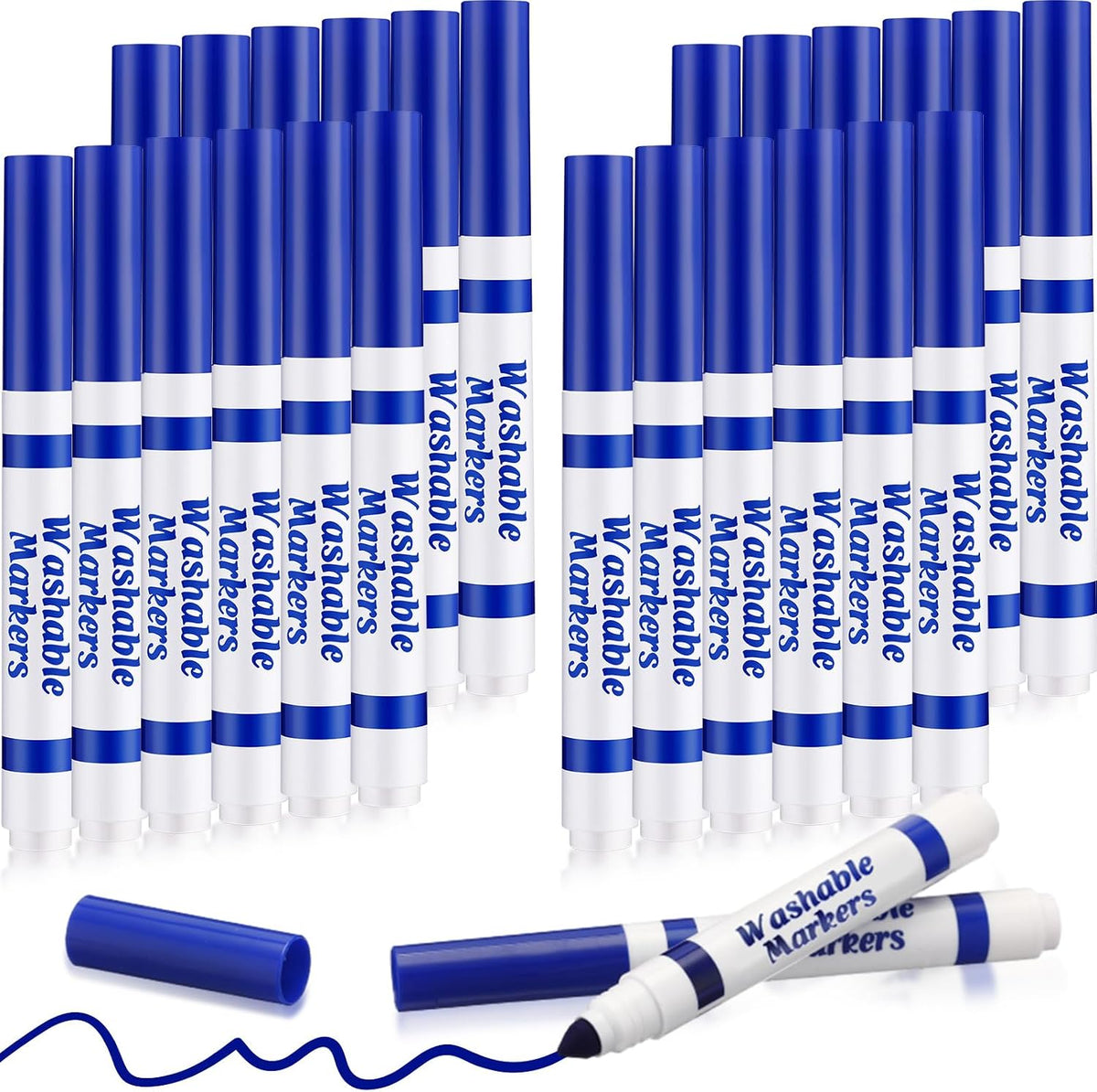 Janlaugh washable markers bulk pack of 24 broad line markers with conical tips - view 3