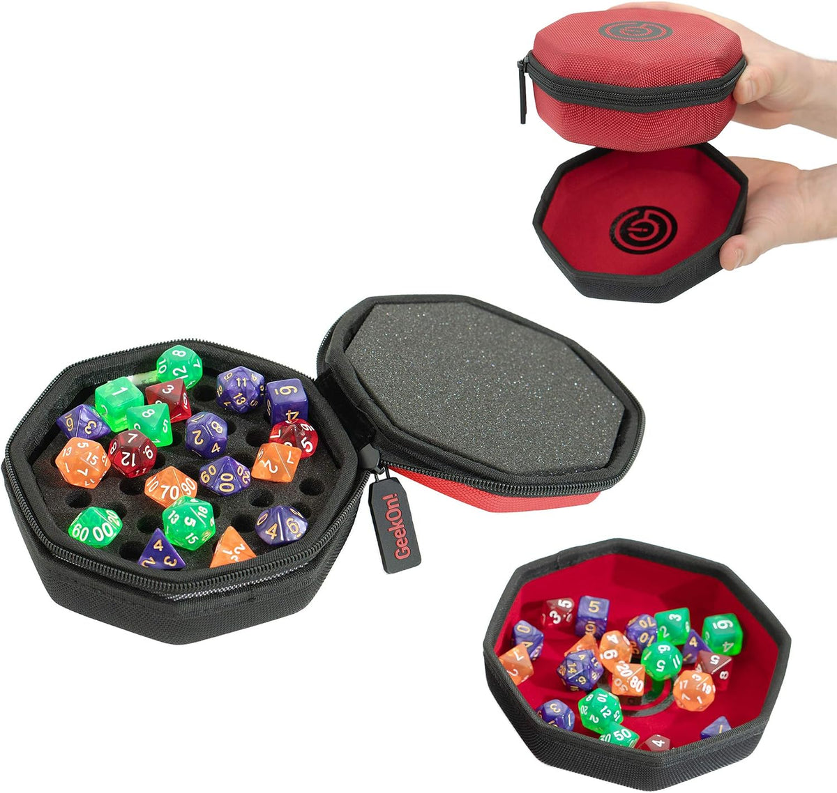 GEEKON Protective Dice Case with Foam Padding and Nesting Felt Dice