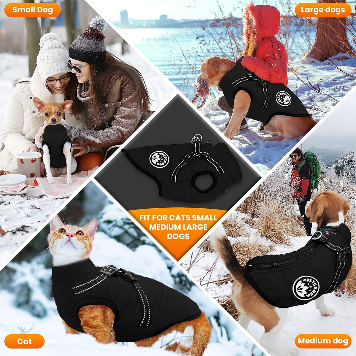 Winter Dog Coat with Harness Built in Waterproof Dog Jackets Warm Pet - Black / 4XL(Suggest 30-45 lbs) - image 4