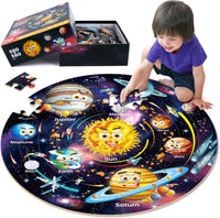 SYNARRY Unicorn Princess Mermaid Fairy Floor Puzzles for Kids Ages 3-5 – Fun for Kids & Family - Solar System