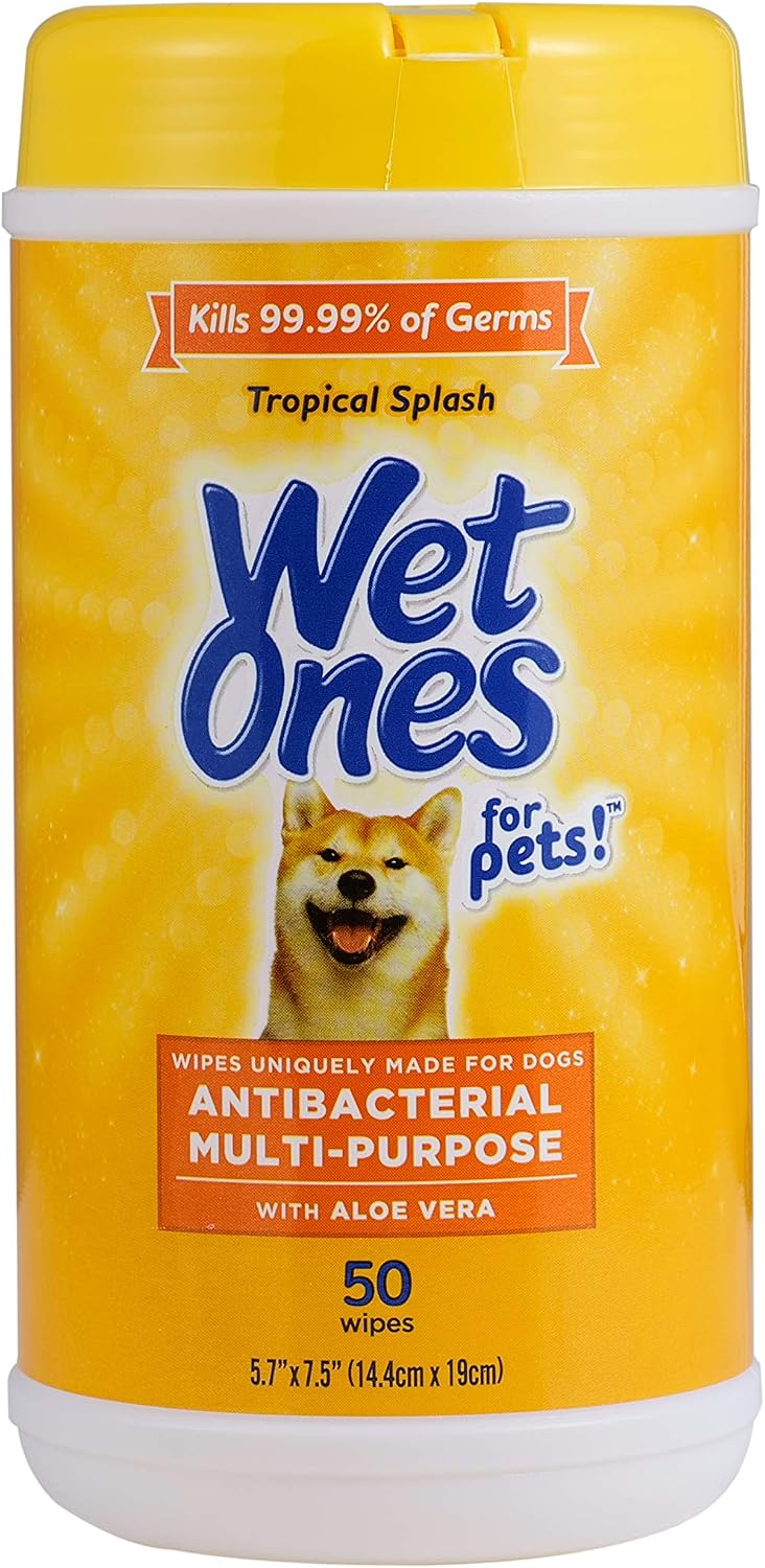Wet Ones for Pets Antibacterial Dog Wipes - Tropical Splash / 50 Count (Pack of 1)