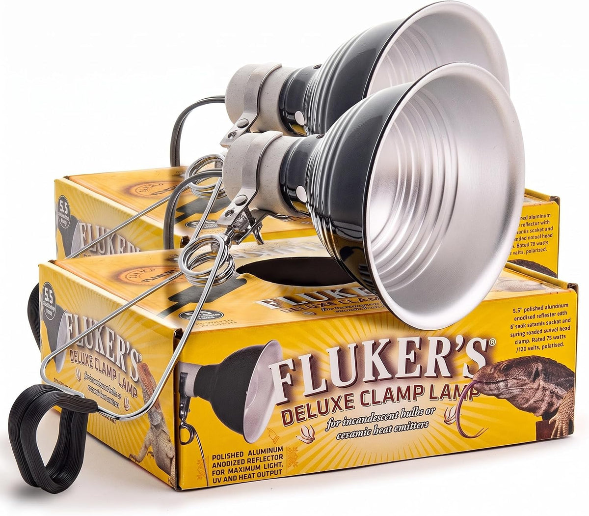 Fluker's Repta-Clamp Lamp - 5.5 Inch (Pack of 2) / 5.5" with On/Off Switch for Reptiles