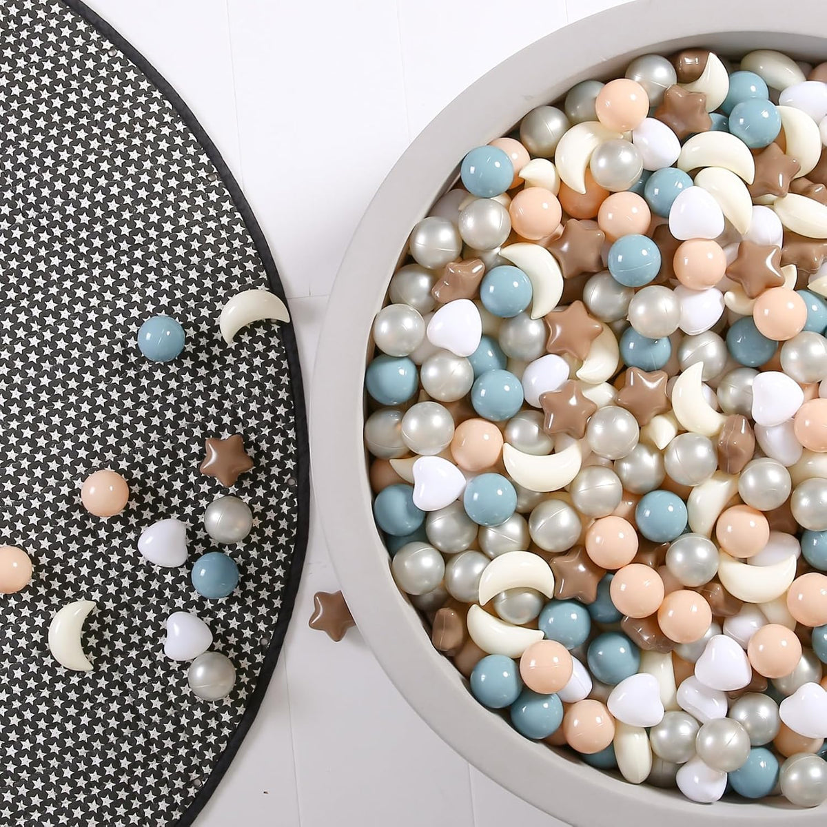 GOGOSO star, heart and moon ball pit balls in a pastel color mix with storage bag - view 5