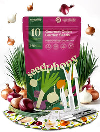 10 Gourmet Onion Seeds for Planting Variety Pack - 2,900+ Non-GMO Heirloom Vegetable Seeds for Growing Indoor & Outdoor: Red Burgundy, Leek, Walla Walla, Grano White & Yellow Sweet Spanish