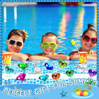 MARFOREVER pool dive gems, 8 diamond and 8 heart shaped acrylic gems with storage bag - view 6