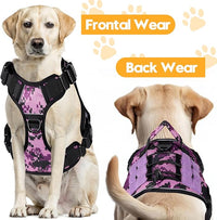 Heavy-Duty Tactical Dog Harness for Large Dogs, No Pull Adjustable Reflective Pet Vest with Molle System, K9 Military-Grade Control for Service Training, Outdoor & 10+ Breeds, Purple Camo, Small