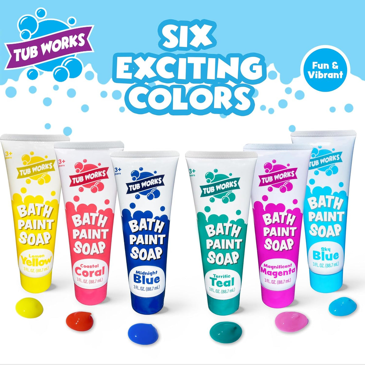 Tub Works Bath Paint Soap Bath Toy, Classic 6 Pack, Non-Toxic - Fun - image 2