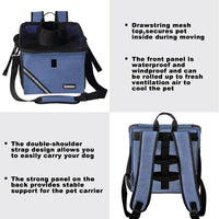 Pet Carrier Bicycle Basket Bag Pet Carrier/Booster Backpack for Dogs - Classic Blue / 10.6"L x 11.4"W x 11.4"H - image 4