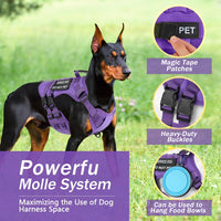 No Pull Tactical Dog Harness Medium Sized Dog, Service Dog Vest - Large(Chest:27.5-44.9",Neck:18.9-26.8") / Purple - image 3