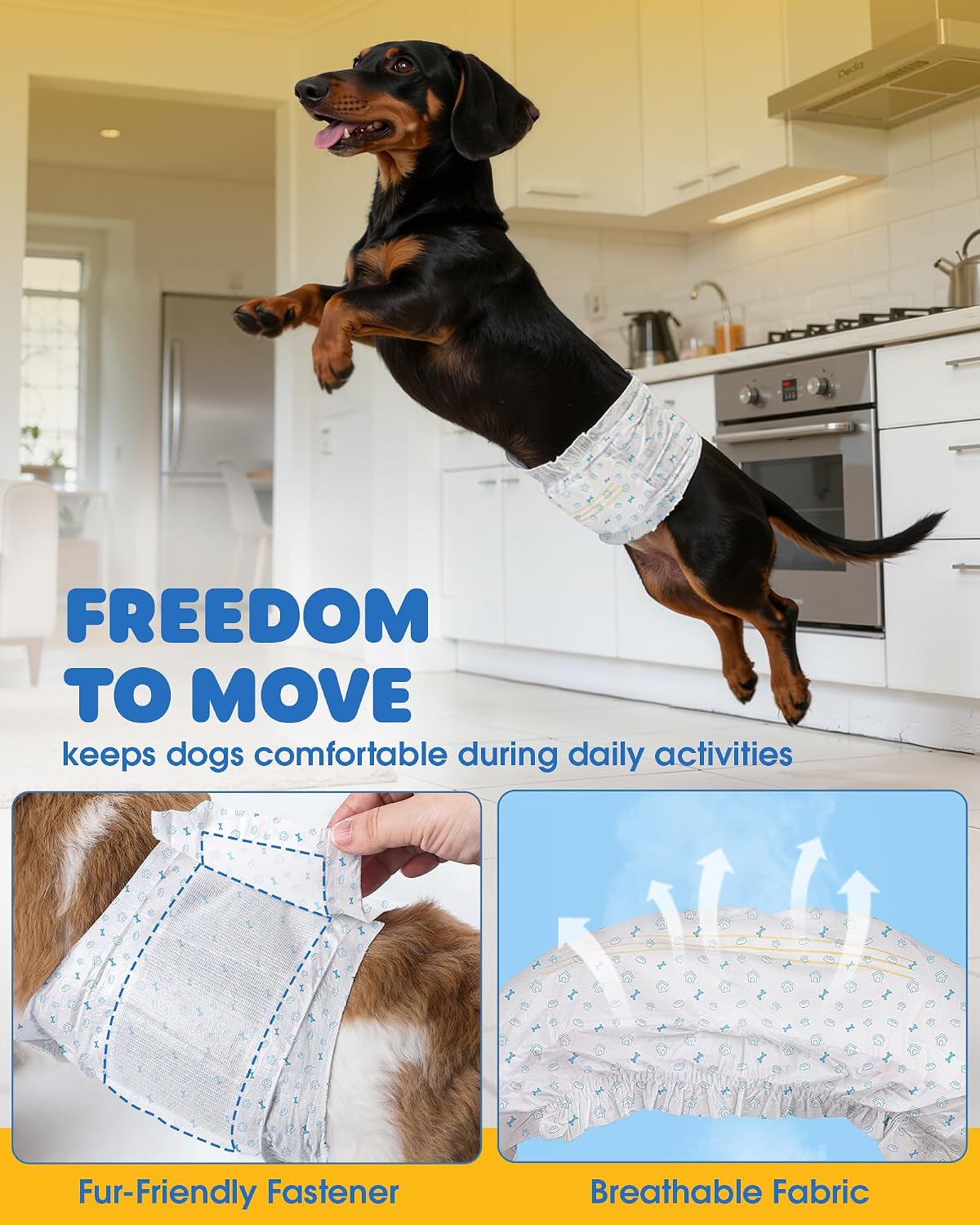 Powools Male Dog Wraps, 96 Count Disposable Dog Diapers, Small – Essentials for Dogs - Small - 96 Packs - image 4