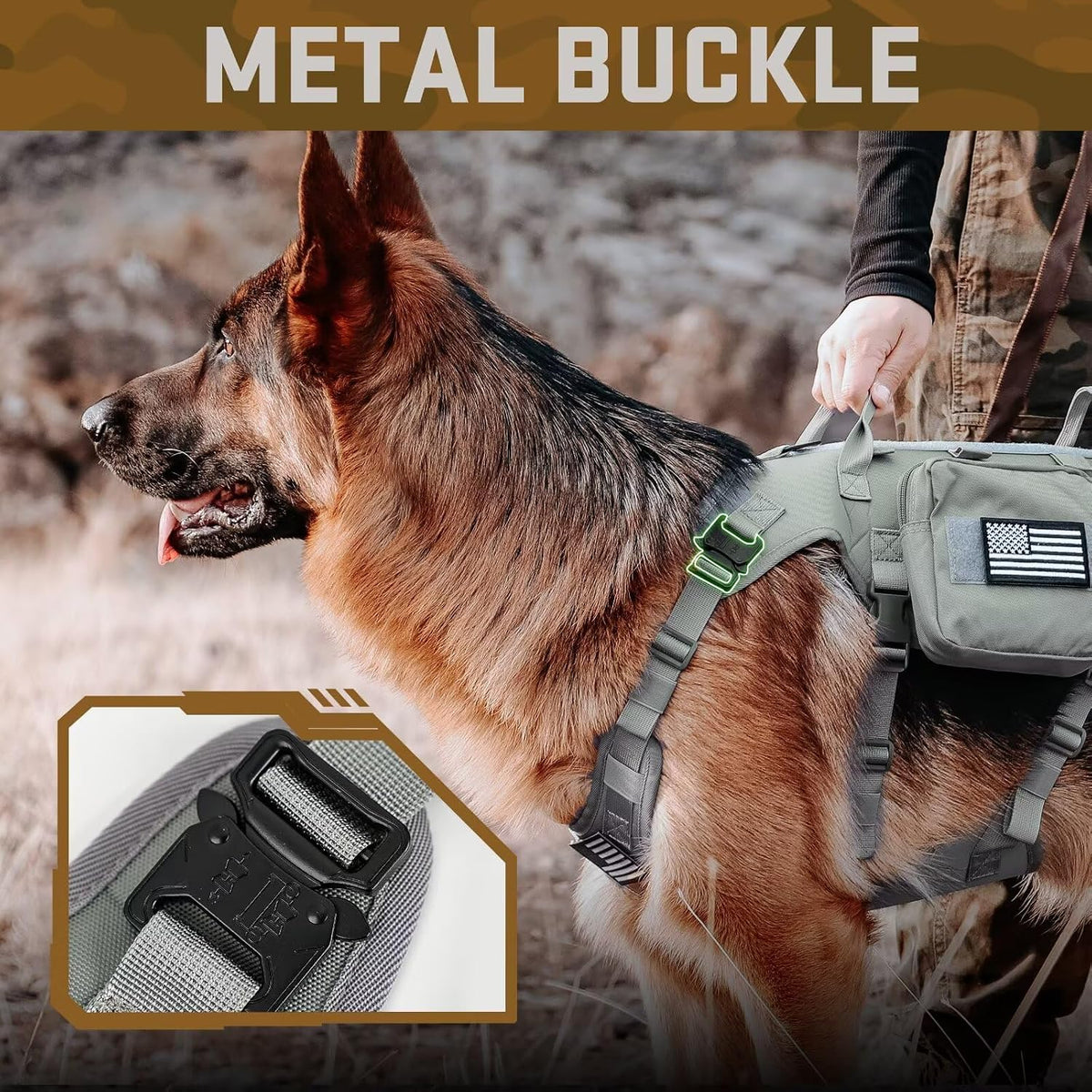 Forestpaw Tactical Dog Harness for Medium Dogs, Service Dog Vest - S:Chest 17-25",Fit 20-35lbs / Gray - image 2