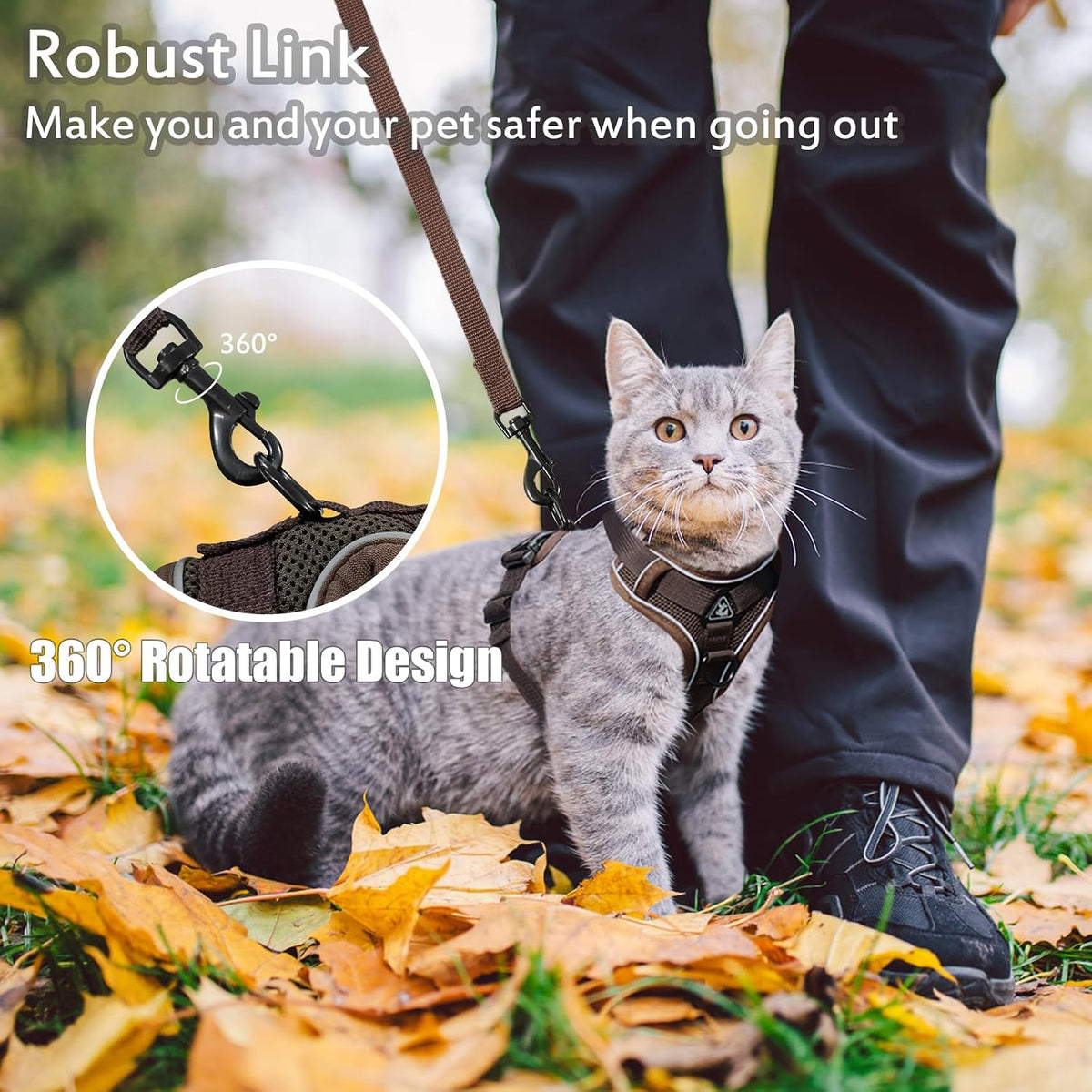 XL Cat Harness Escape Proof for Heavy Cats Adjustable for Extra Large - M / Fuchsia - image 3