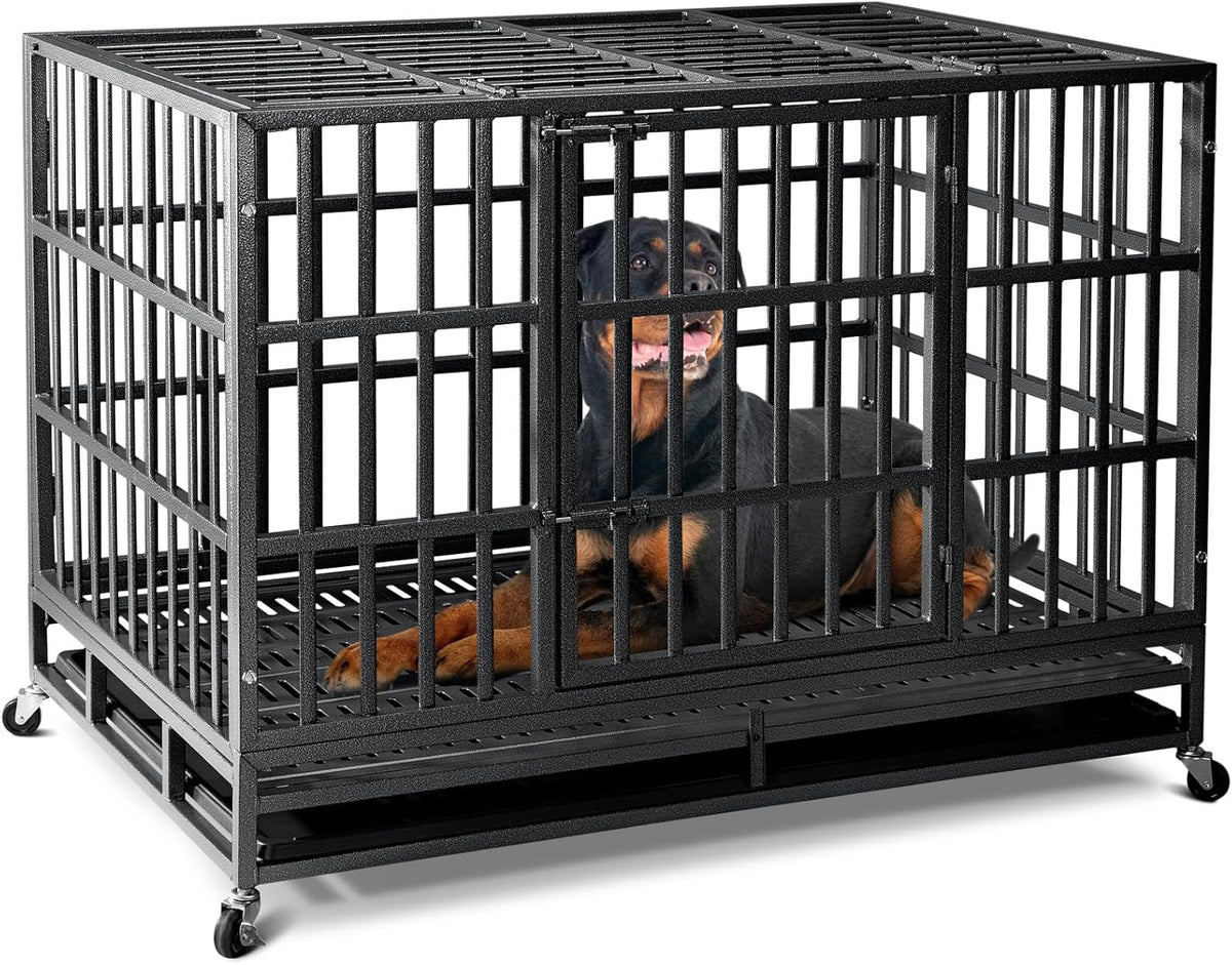 Oranland 48 Inch Heavy Duty Dog Crate - Black / 48 Inch / Standard