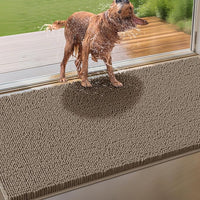 IM HOME Extra Large 71" x 25" Beige Dog Door Mats for Muddy Paws, Chenille Absorbent Dog Mat, Non Slip Heavy Mud Mat for Dogs, Soft Pet Bed Mat for Entryway, Mud Paws, Inside Floor