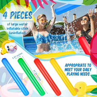 Deekin four inflatable PVC pool noodles in red, yellow, blue and green - view 3