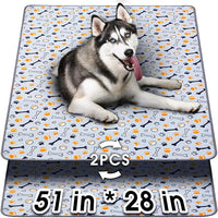 Hompet Washable Pee Pads for Dogs, 51"x28", 2-Pack Thick Heavy Absorbency Reusable Pee Pads Prevent Leakage Non-Slip, Pet Training Pads for Puppy Playpen, Crate, Potty, Floor, Bed, Sofa