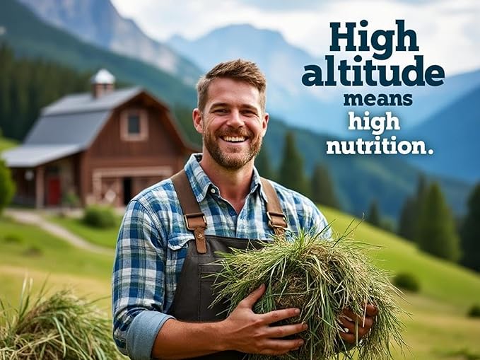 Blue Mountain Hay | Fresh 2nd Cutting Timothy Grass Hay (25 Pounds) | Soft & Leafy, Balanced Nutrition | High-Altitude Hay Pet Food for Adult Rabbits, Guinea Pigs, Chinchillas, and Other Small Pets