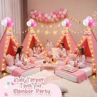 Windyun 4 pack kids sleepover teepee tents with air mattresses, blankets and star lights - view 16