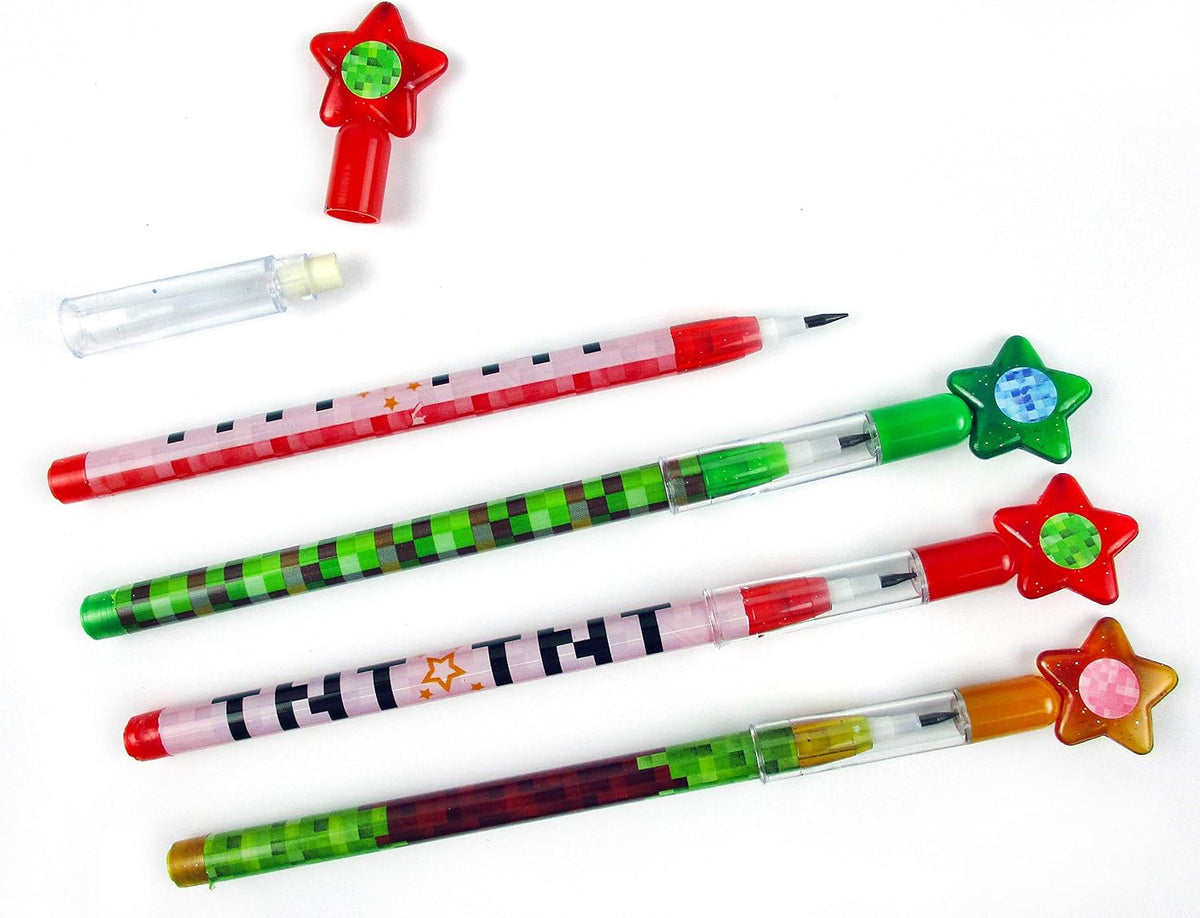 TINYMILLS 24 Pcs Pixel Miner Stackable Push Pencils - image 4