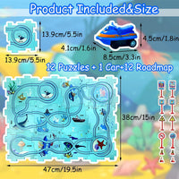 Ubegger puzzle car track set with puzzle road pieces, road signs and battery cars - view 9
