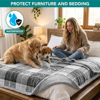 PetAmi Waterproof Dog Blanket for Medium Large Dog Pet, 60x40 - Large 60 X 40 Inches / Plaid Light Grey - image 3