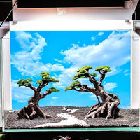 Novelsite Fish Tank Decorations - Large Bonsai Trees with Faux Moss- Aquarium Rocks Aquascaping- Made of Sandstone 17" x 8.6" x 5" Enhance Aquatic Landscape with Realistic Natural Look