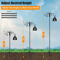 FEED GARDEN 76 Inch Four Shepherd Hooks for Outdoor,Bird Feeder Pole with 5 Prong Base, Adjustable Shepard Hooks for Hanging Plant, Solar Lanterns, Wind Chimes, 2 Pack