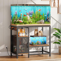 MAHANCRIS 40-50 Gallon Fish Tank Stand with Power Outlet and Storage – Essentials for Fish - Rustic Brown / 40-50 Gallon