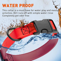 Dogline Biothane Waterproof Dog Collar with Quick Release Buckle Strong Coated Nylon Webbing with Odor- Proof for Easy Care Easy to Clean Fits Small Medium Large Dogs, Red 5/8" W 9-14" L