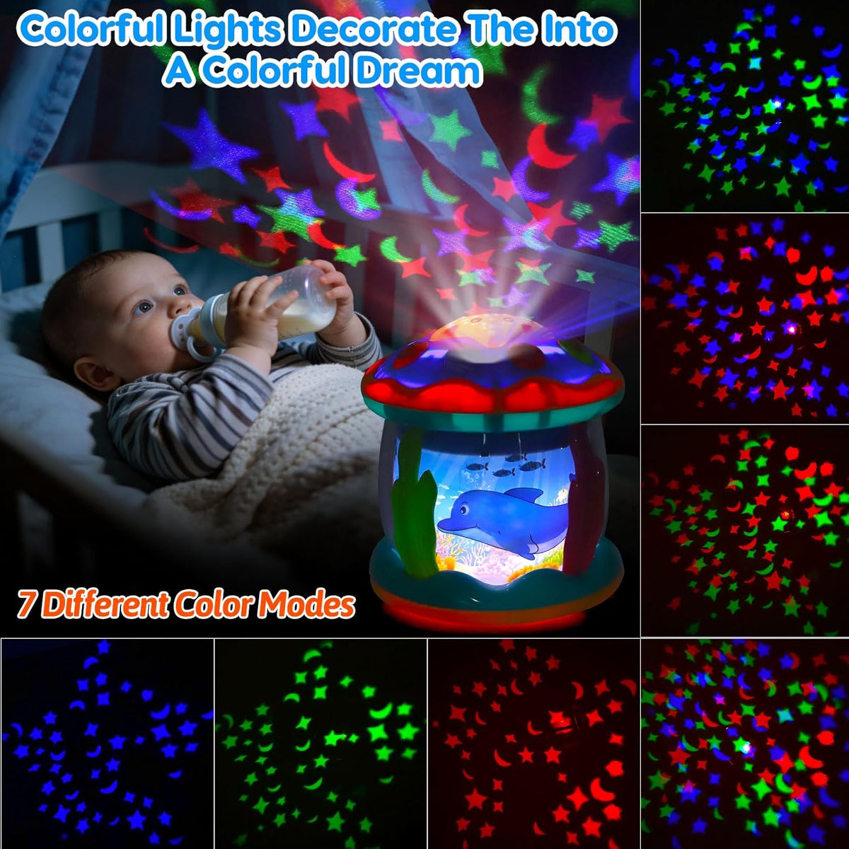 Tsomtto Toddler Toys Ocean Projector Rotating Musical Learning Toys – Fun for Kids & Family - image 3