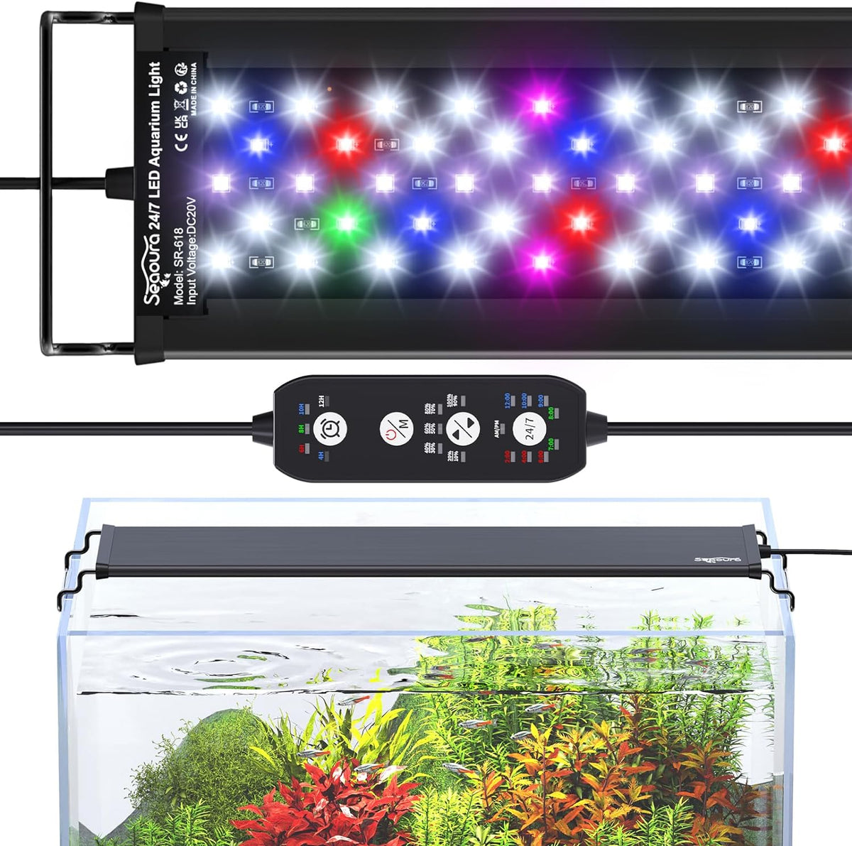 SEAOURA 24/7 Led Aquarium Light for Plants Growth-Full Spectrum - for 18-24 inch tank
