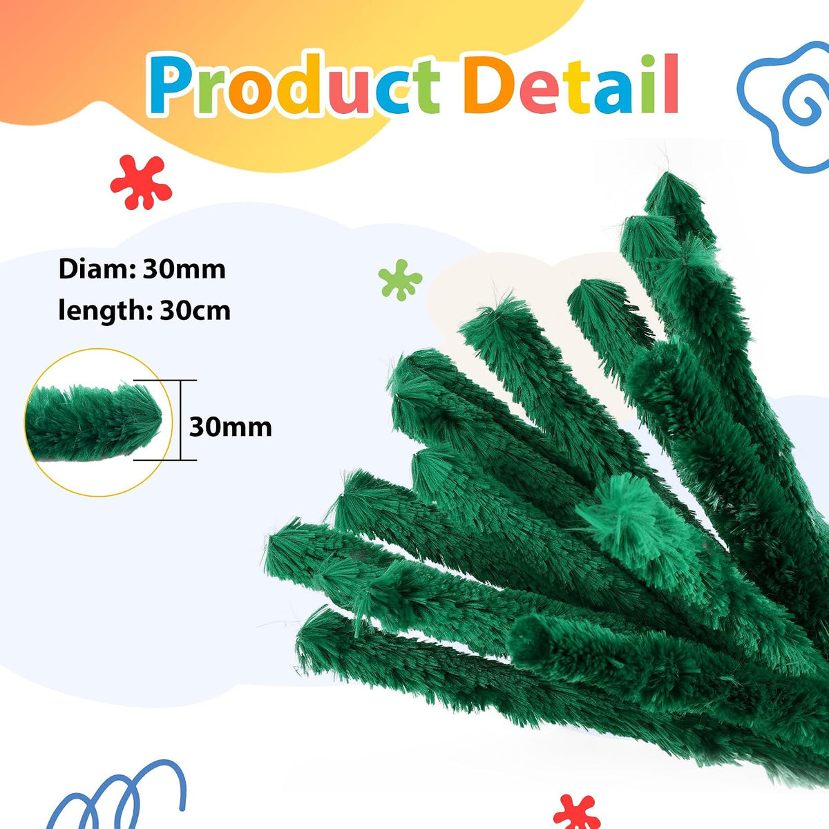 Caydo 50PCS Extra Thick Pipe Cleaners with 100pcs Eyes - Green - image 4