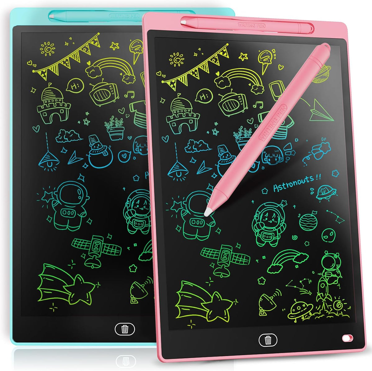 [2 Pack] Genialba LCD Writing Tablet 10-Inch Colorful Doodle Board - Pink & Blue / 10 Inch / 2