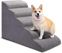 Dog Stairs for Bed, 5-Step Dog Steps for Couch and High Bed - 5 Step Light Grey