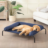WESTERN HOME Cooling Elevated Dog Bed for Large Dogs - 48.0"L x 35.0"W x 8.0"Th / Dark Blue