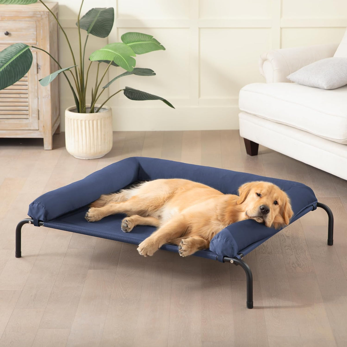 WESTERN HOME Cooling Elevated Dog Bed for Large Dogs - 48.0"L x 35.0"W x 8.0"Th / Dark Blue
