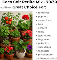 Coco Perlite - Coco Coir Perlite Mix - 70/30 Growing Media - Hydroponic, Indoor & Outdoor, Grow Bags & House Plants (5 quarts)