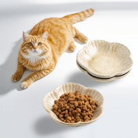 Mecaikru Ceramic Cat Food Bowls - camel / 4.72in / classic