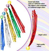 Leyndo comet streamer balls, colorful rubber bouncy balls with long ribbon tails - view 4