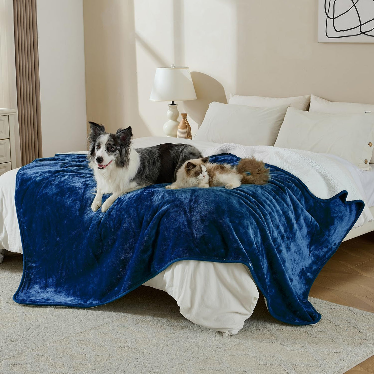 Soft Waterproof Blanket for Bed Couch Sofa - 50x60 inches / Navy Blue - image 4