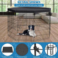Puppy Pet Playpen 8 Panel 24 Inch Indoor Outdoor Metal Portable - 36"H x 24"W, 8 Panels with Octagonal Top Cover - image 4