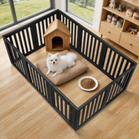 Dog Playpen Indoor, Puppy Playpen, White 23.6" H, 10 Panels - black / 10 / 30.3 inch Height