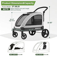 Large Dog Stroller - Dual Entry Safety Folding Pet Stroller with Adjustable Handle, All-Terrain 4-Wheel, 160 lbs Weight Capacity for Travel & Outdoor Adventures - Gray