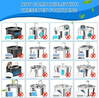 Cat Water Fountain Filters, 32 Pack Cat Replacement Filters for Stainless Steel 108oz/3.2L& 67oz/2L adjustable Flow Pet Water, Dog Fountain Filter（16+16 Pack）
