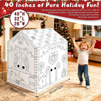 Kockuu cardboard gingerbread house to color, giant playhouse with candy cane and snowman prints - view 4