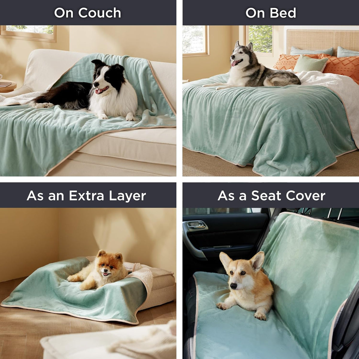 Bedsure Waterproof Dog Blankets for Small Dogs Soft Cat Blanket Warm - Twin(60x80") / Light Green - image 2