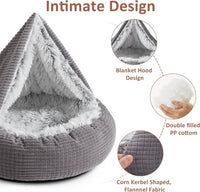 MIXJOY Small Dog Bed Cat Bed with Blanket Attached Donut Washable - Grey / 26.0"L x 26.0"W x 8.0"Th - image 2