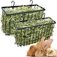 2PCS Rabbit Hay Feeder,Bunny Hay Feeder Rack with Metal Frame for Guinea Pig Chinchilla,Large