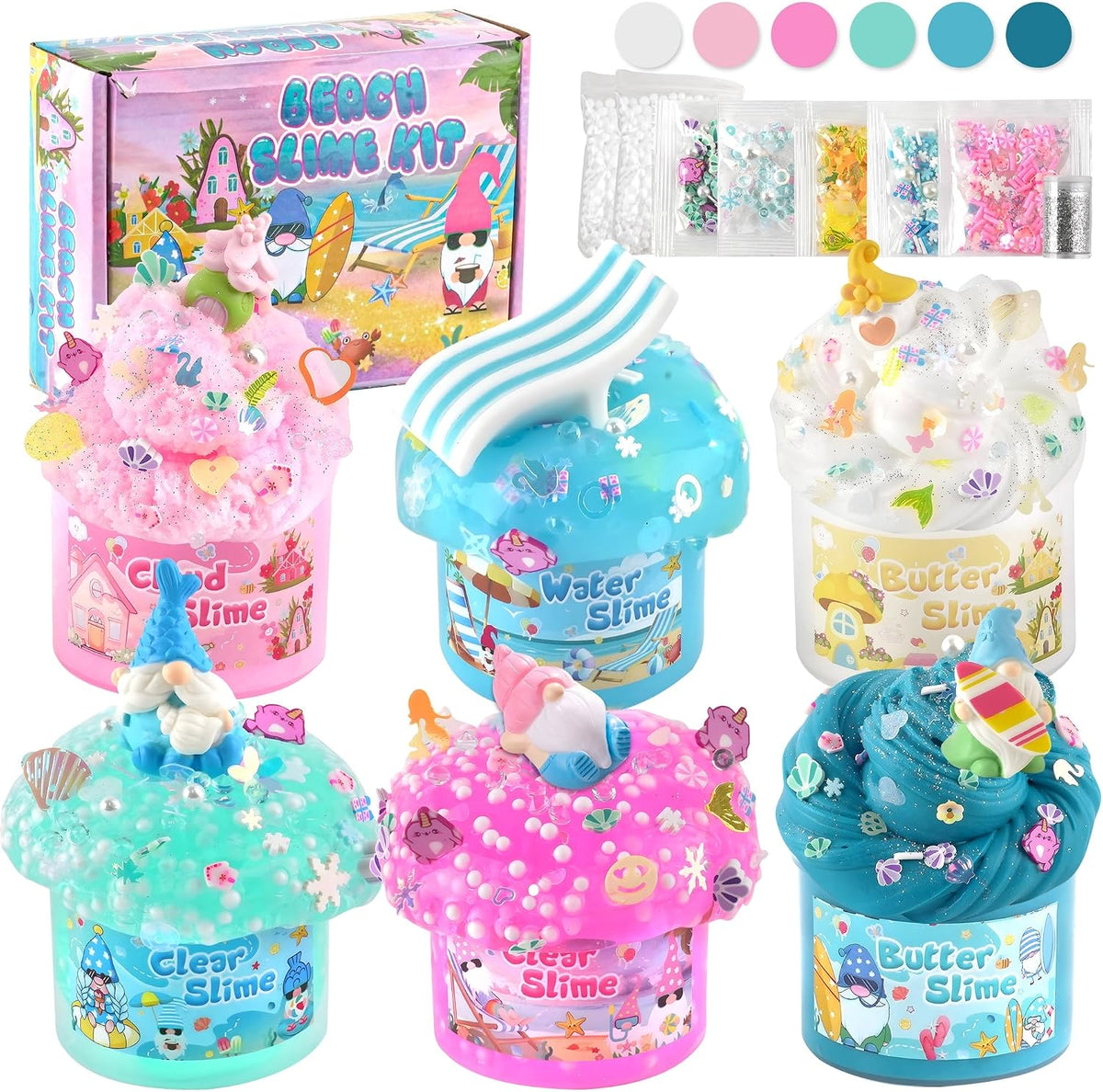 6 Pack Halloween Slime Kit, Cloud Butter Slime for Girls Boys – Fun for Kids & Family - Mermaid Gnome